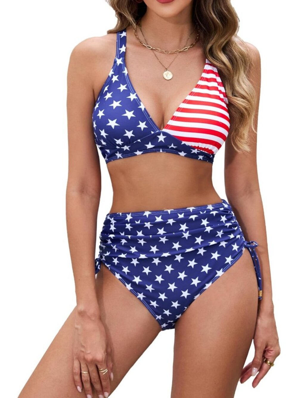 High Waisted Bikini Set for Women - Stylish Swimsuit with Drawstring Design